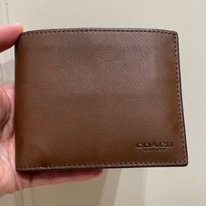 NEW Coach Leather 3-In-1 Mahogany Brown Men’s Wallet